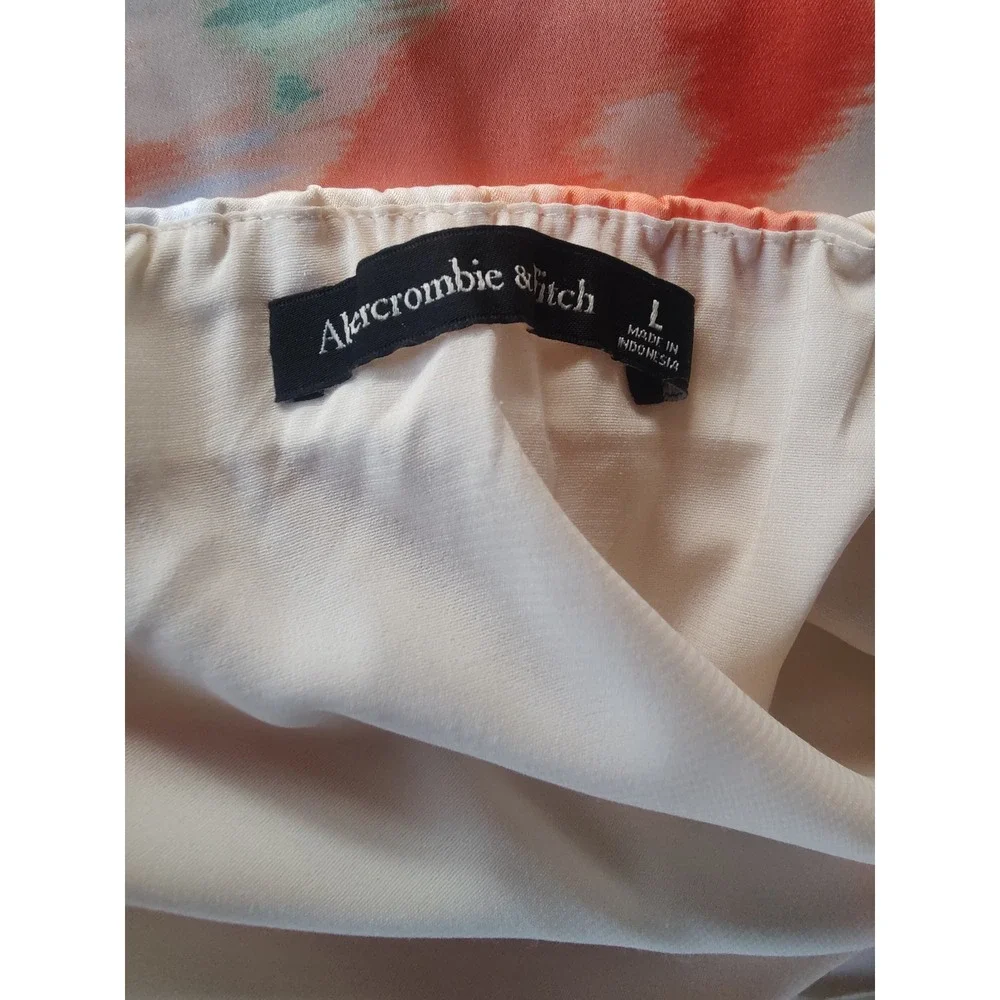 Abercrombie & Fitch Floral Maxi Dress — Cream with Orange & Blue Print